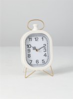 11" White Oval Metal Clock