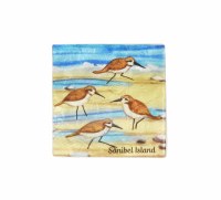 4" Square Sanibel Sandpiper Capiz Box