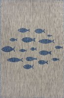 5' x 7' Gray and Navy School Of Fish Rug