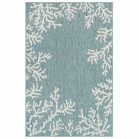 3'3" x 4'11" Aqua Coral Border Rug