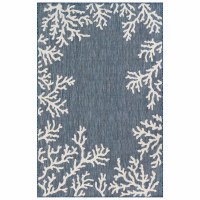 3.3' x 4.11' Navy Coral Border Rug