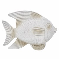 13" Distressed White Finish Polyresin Fish
