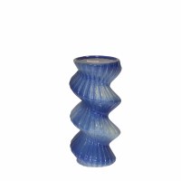 10" Blue Spiral Ceramic Pillar Holder