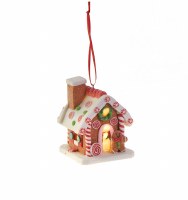 3" LED Gingerbread House With Oval Door Ornament