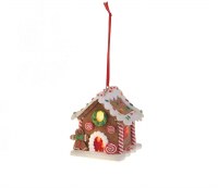 3" LED Gingerbread House With Round Door Ornament