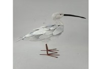 14" White Wooden and Metal Shorebird Statue