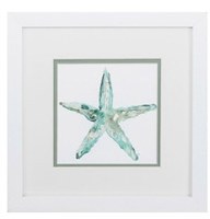 11" Square Aqua Starfish Framed Print Under Glass
