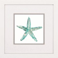 17" Square Aqua Starfish Framed Print Under Glass