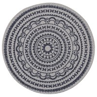 15" Round Navy Zuri Medallion Placemat