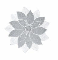 14" Round Silver Poinsettia Placemat