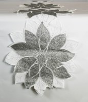 72" Silver Poinsettia Table Runner