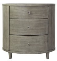 30" White Gray 3 Drawer Oval Chest