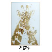 48" x 32" Gold Giraffes Framed Print