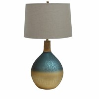 31" Turquois and Gold Glass Table Lamp