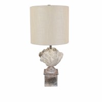 26" Off White Clam Pedastal Table Lamp