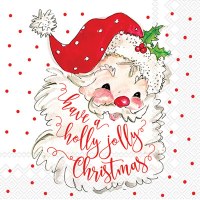 5" x 5" Holly Jolly Santa Beverage Napkin