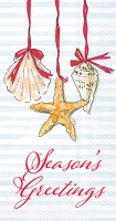 8" x 4" Shell Ornament Season Greetings Guest Towel