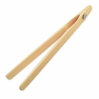 8" Bamboo Toaster Tongs With Magnet