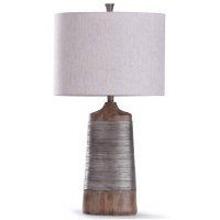 31" Brown and Silver Ribbed Band Table Lamp