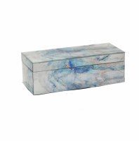 12" x 5" Light Blue Swirl Glass Box