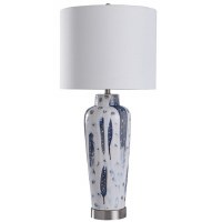 38" Blue and White Splatter Ceramic Table Lamp