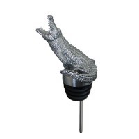 5" Stainless Steel Metal Embossed Crocodile Menagerie Wine Pourer by In Vino Veritas