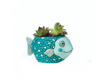 5.75" Teal Fish Planter