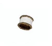 2" White and Gold Beaded Ceramic Napkin Ring by Pampa Bay