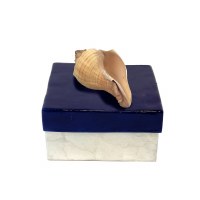 4" Square Navy Capiz Shell Box