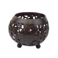 5" Brown Turtle Coconut Vase