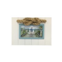 4" x 6" White and Teal Rope Knot Frame