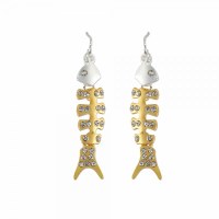 Silver and Gold Toned Bonefish Bling Earrings