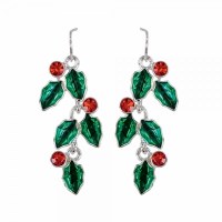 Red and Green Holly Drop Earrings