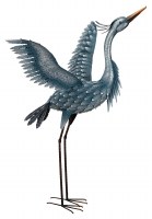 47" Blue Metal Heron With Wings Up