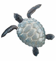 27" Galvanized and Blue Sea Turtle Coastal Metal Wall Art Plaque