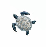 14" Galvanized and Blue Sea Turtle Coastal Metal Wall Art Plaque