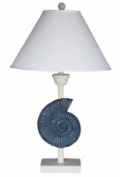 33" Navy Nautilus With White Base Table Lamp