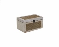 6" x 9" White Washed With Rope Design Wooden Box