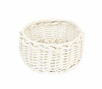 7" Round White Washed Woven Basket