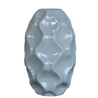 16" Light Blue Wavy Ceramic Vase