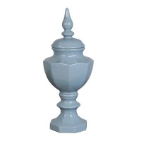 16" Light Blue Ceramic Urn With Lid