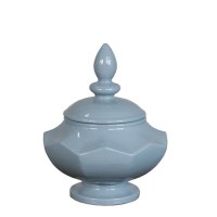10" Light Blue Squat Ceramic Urn With Lid