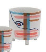 8" Multicolored Abstract Ceramic Vase