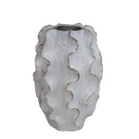 15" White Flange Ceramic Vase