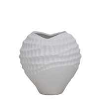 8" White Dimpled Ceramic Vase