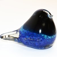 3" Dark Blue, Aqua, and Violet Glass Bird