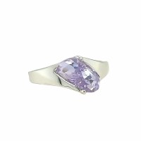 Size 5 Lavander Cubic Zirconia Sterling Silver Plated Ring