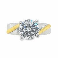 Size 5 Solitaire Cubic Zirconia Gold Sterling Silver Plated Ring