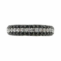 Size 5 Black and White Cubic Zirconia Sterling Silver Plated Ring