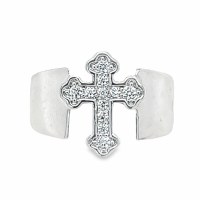 Size 5 Cross Shaped Cubic Zirconia Sterling Silver Plated Ring